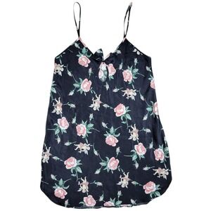 Vintage Satin Slip Dress Womens M Black Floral Cherub Mini Coquette 90s Romantic